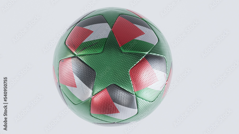 Casablanca, morocco, october 21, 2022, black Soccer ball with the flag