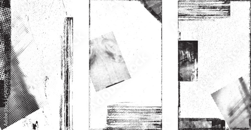 Social media covers with tiny roughen border frames. . grunge style . Post frame stories templates.  Layout for promotion .Media banner .Vector