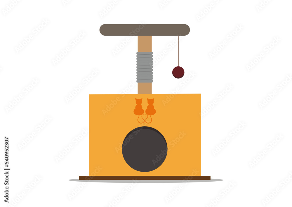Home for Kitten with toy ball isolated on white background vector illustration Home for Kitten with toy ball isolated on white background vector illustration