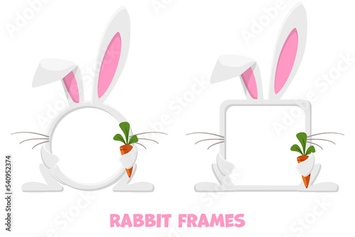 Avatar frames rabbit or hare with carrot, animal template for game
