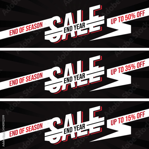 Set of End Year Sale banner for advertising