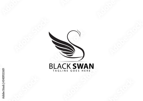 Fototapeta Naklejka Na Ścianę i Meble -  Vector Black Logo On Which Background Abstract Image Of A Swan Whose Wings Are Made In The Form Of Cannabis Leaves.