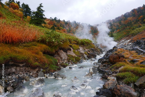 Tamagawa Hot Spring, Tamagawa onsen is a hot spring located in the city of Semboku, Akita in northern Japan. photo