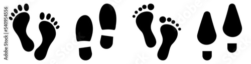 Footprint icon set. Footprint silhouette. Vector illustration isolated on white background