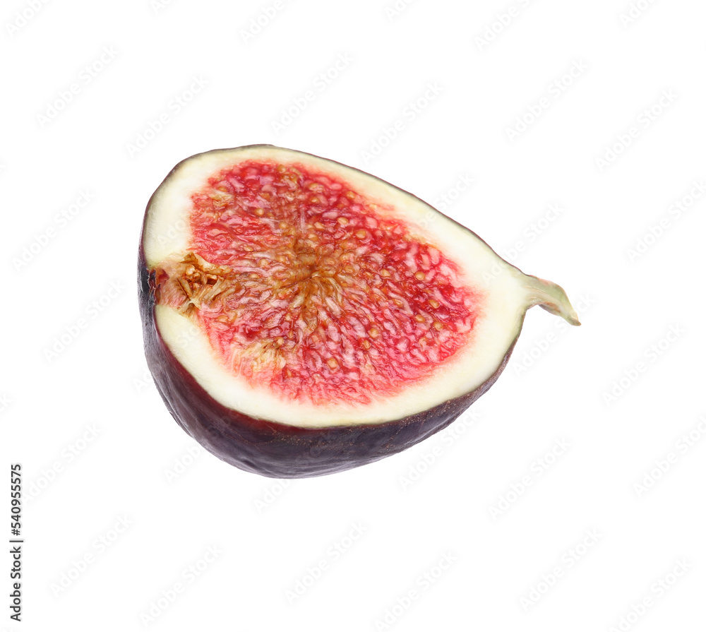 Half of fresh ripe fig isolated on white