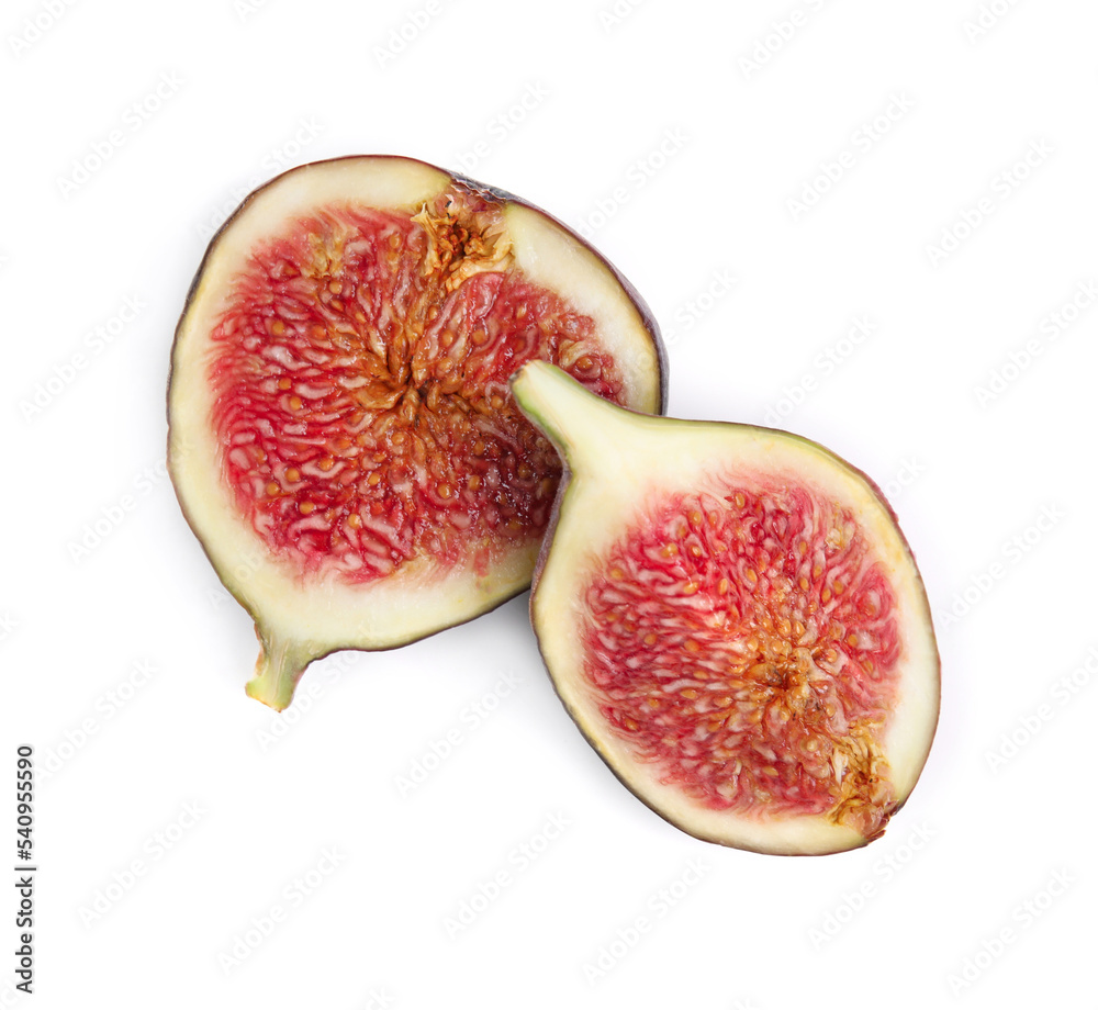 Pieces of ripe fresh fig isolated on white, top view Pieces of ripe fresh fig isolated on white, top view