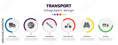 Slika na platnu transport infographic element with icons and 6 step or option