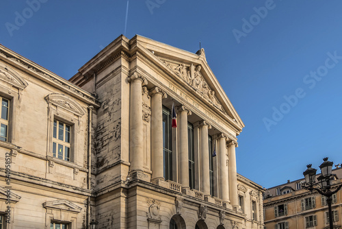 Nice Courthouse (Palace of Justice, 1885) - imposing law courts built in neoclassical style at Place du Palais. Nice, French Riviera, France.