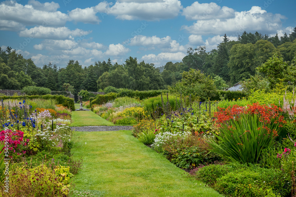 large garden with flowers in a country estate