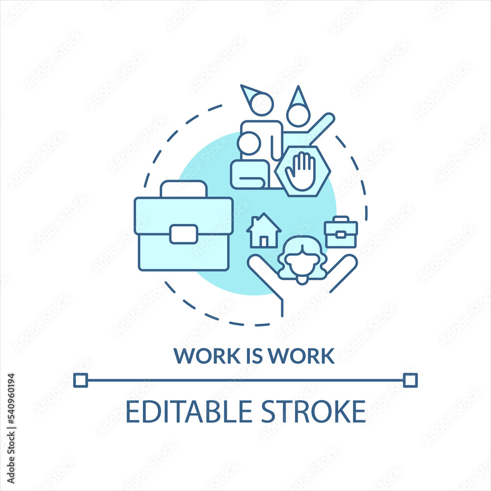 Separate work and personal life turquoise concept icon. Professional distancing abstract idea thin line illustration. Isolated outline drawing. Editable stroke. Arial, Myriad Pro-Bold fonts used Separate work and personal life turquoise concept icon. Professional distancing abstract idea thin line illustration. Isolated outline drawing. Editable stroke. Arial, Myriad Pro-Bold fonts used