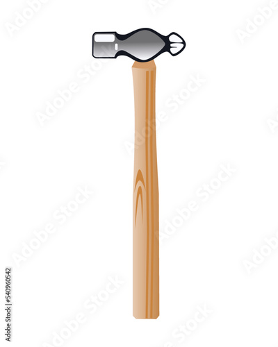 vector of tools Ball peen hammer with brown wooden stick for handle