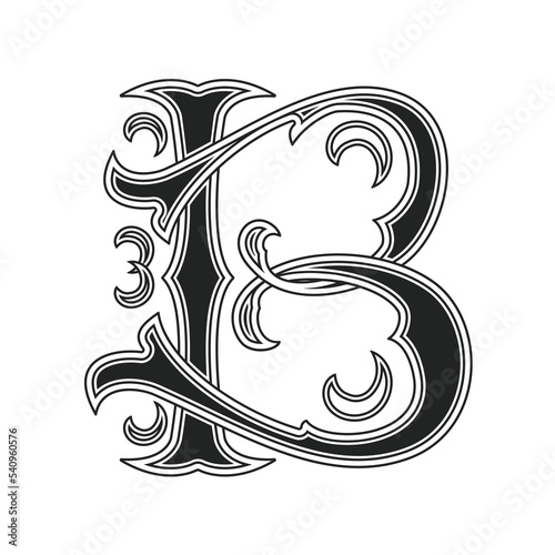 Monogram letter B with an ornament on a white background