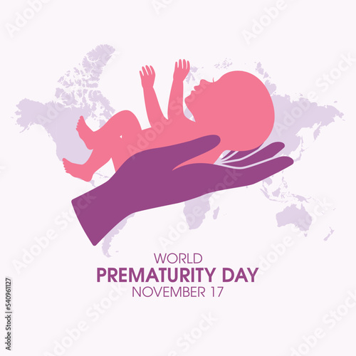 World Prematurity Day vector. Hand holding a small newborn baby icon vector. Hand with baby silhouette design element. November 17. Important day