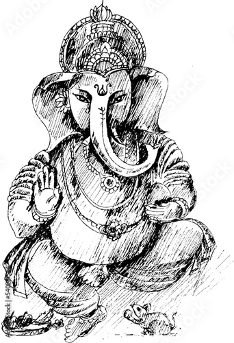 Lord Ganesha sketch and  Illustration for Happy Ganesh Chaturthi
