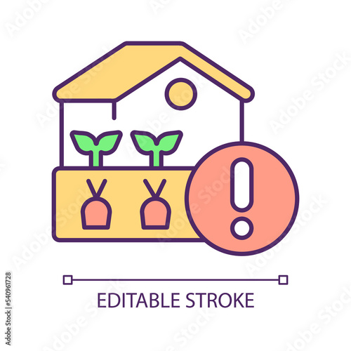 Harvest problem RGB color icon. Crop farming issues. Agriculture challenge. Farmers trouble face. Home ranch. Isolated vector illustration. Simple filled line drawing. Editable stroke. Arial font used