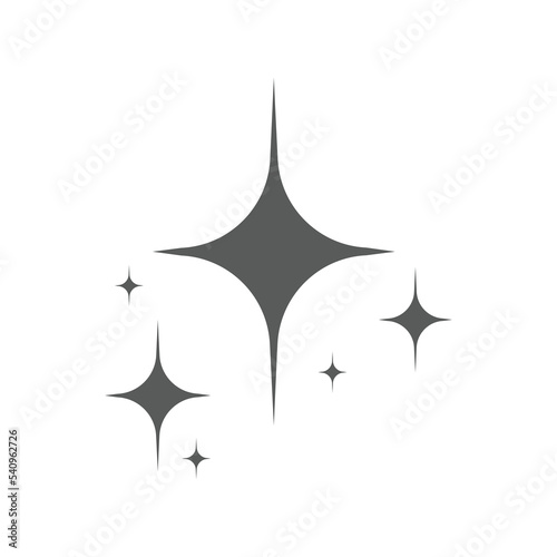 Clean, shiny and sparkle black vector icon. Star shining filled symbol.