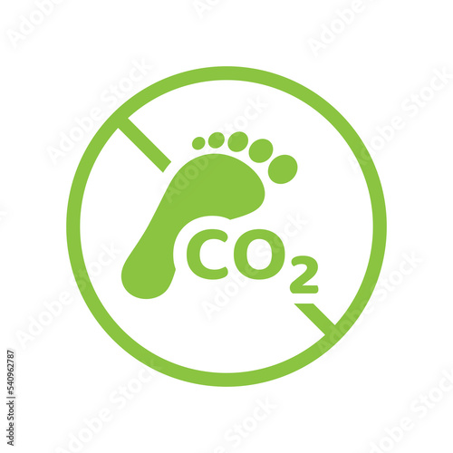 No carbon dioxide footprint vector sign. Co2 prohibition zero emission icon.