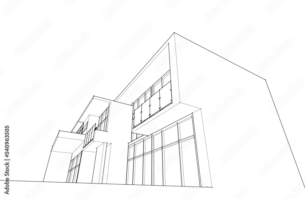 Architectural sketch of a house 3d illustration Architectural sketch of a house 3d illustration