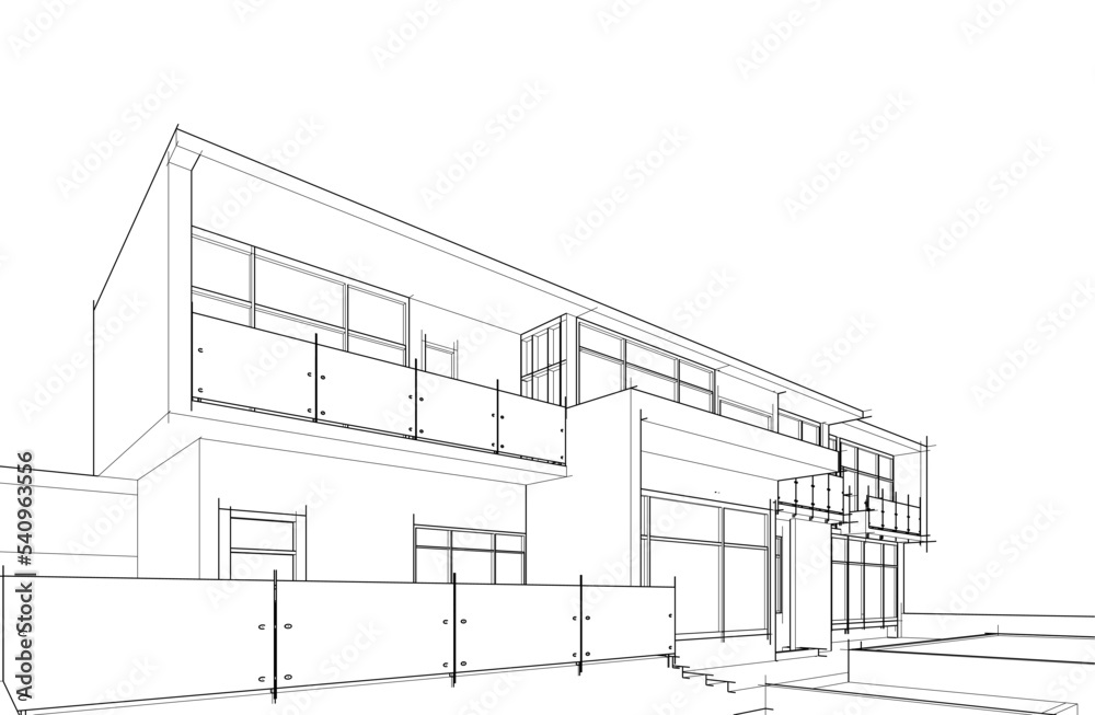Fototapeta premium house building sketch architecture 3d illustration