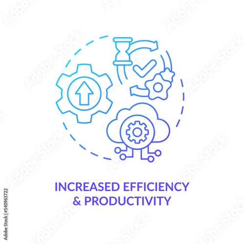 Increase efficiency blue gradient concept icon. IoT technology benefits. Optimization. Improve productivity abstract idea thin line illustration. Isolated outline drawing. Myriad Pro-Bold font used