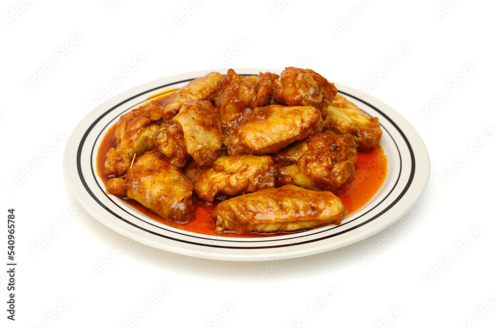 Chicken wings with sauce on white background 