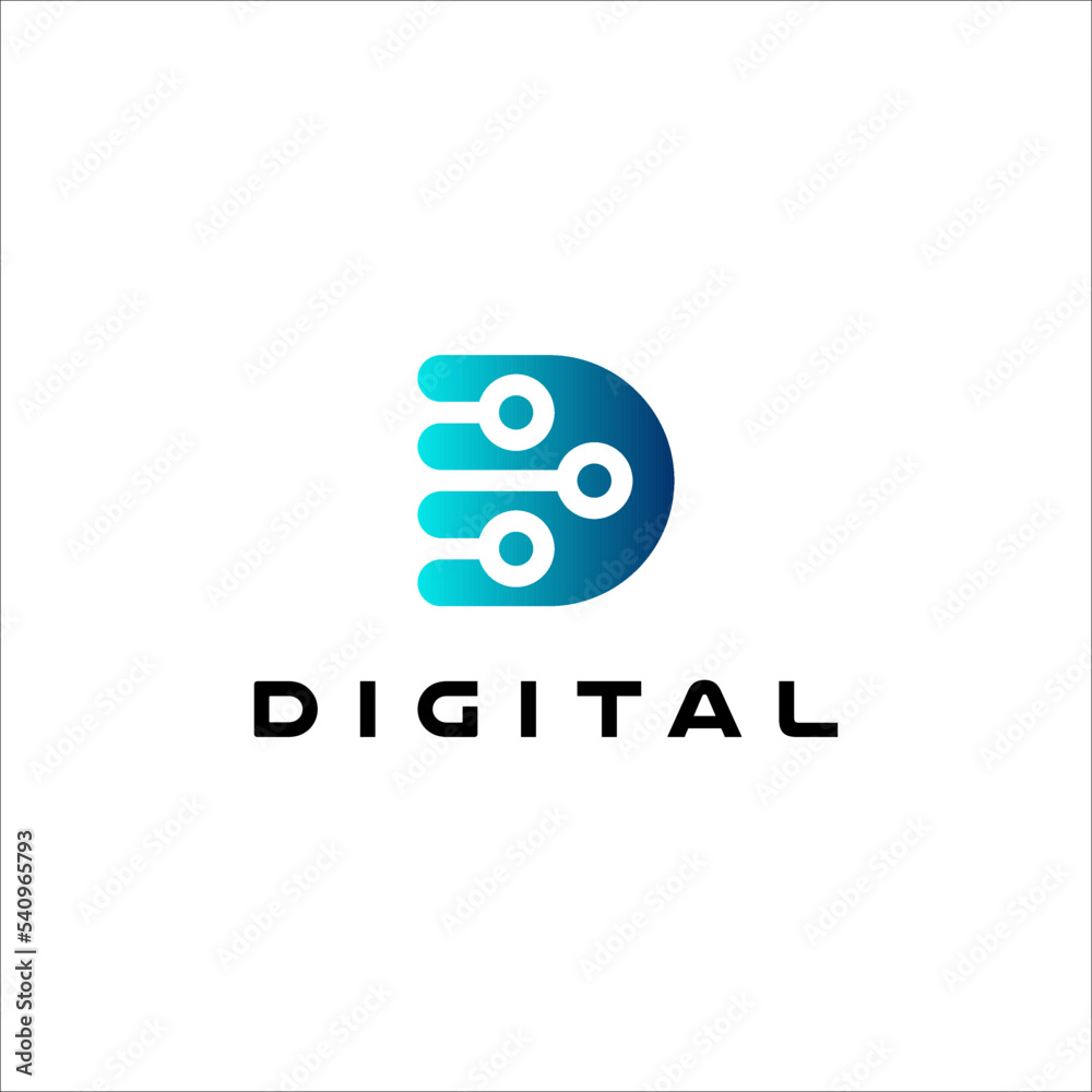 initial D abstract gradation for technology digital logo initial D abstract gradation for technology digital logo