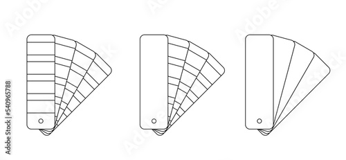 Cartoon Pantone cmyk, pms, rgb guide or colors range toner. Coated or uncoated formula. Color type: cold or warm, spring, summer, autumn or winter. Color bridge guide set. Fan color palette.