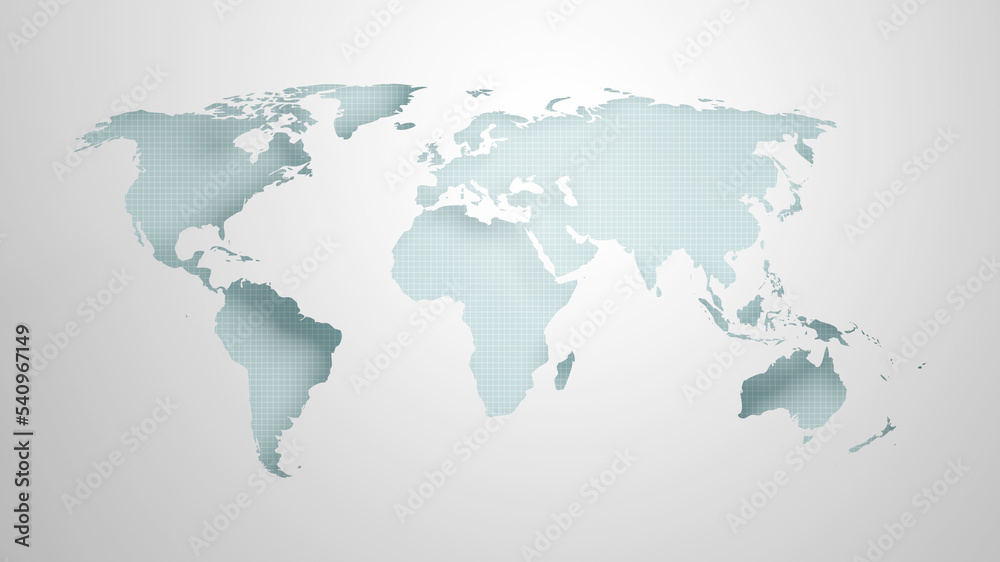 World map banner concept. Detailed flat map of continents. 3d rendering