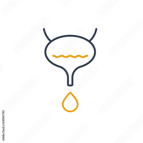 Urinary incontinence condition. Loss of bladder control. Urologic disease awareness pattern. Human body anatomy concept. Medical vector illustration.