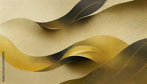Modern contemporary art-style white and gold curves, abstract, elegant and luxurious detailed graphic element background design with fine details like a pattern on a folding screen