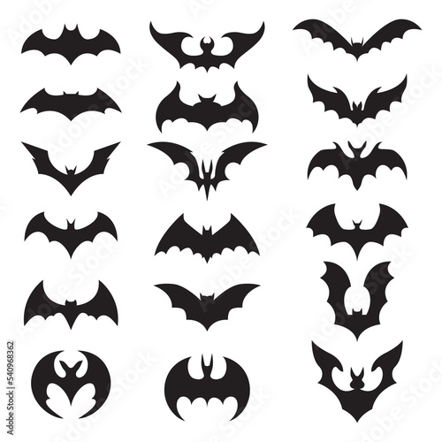 bat logo collection. black bat icon. halloween design elements