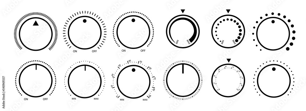 Round scale and controller volume level knob with