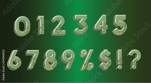 3D Leaf Number, Numerals font