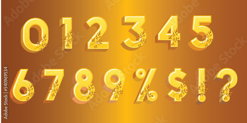 Gold Leaf Numbers  Numerals  3D font