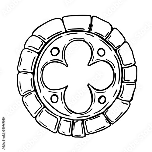 Medieval rounded window vector illustration isolated on white background