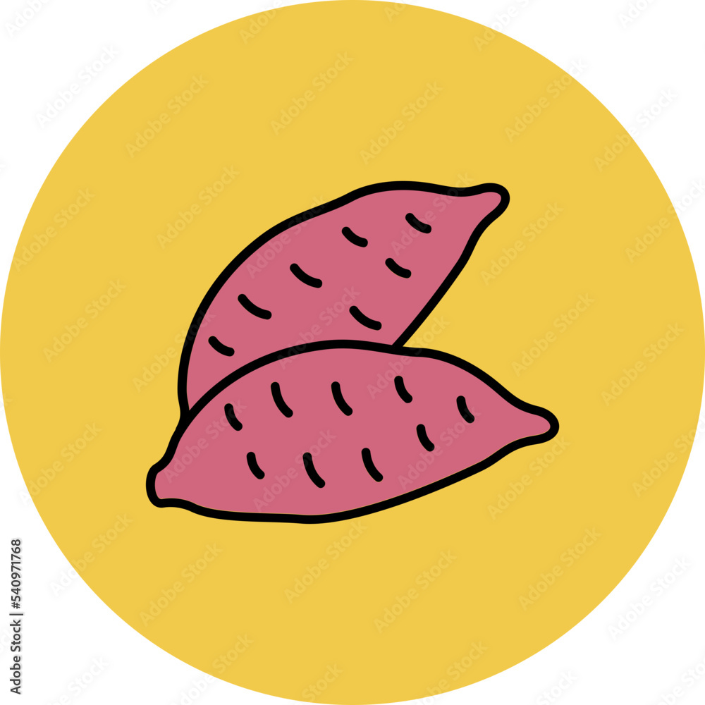 Sweet Potato Multicolor Circle Filled Line Icon Sweet Potato Multicolor Circle Filled Line Icon