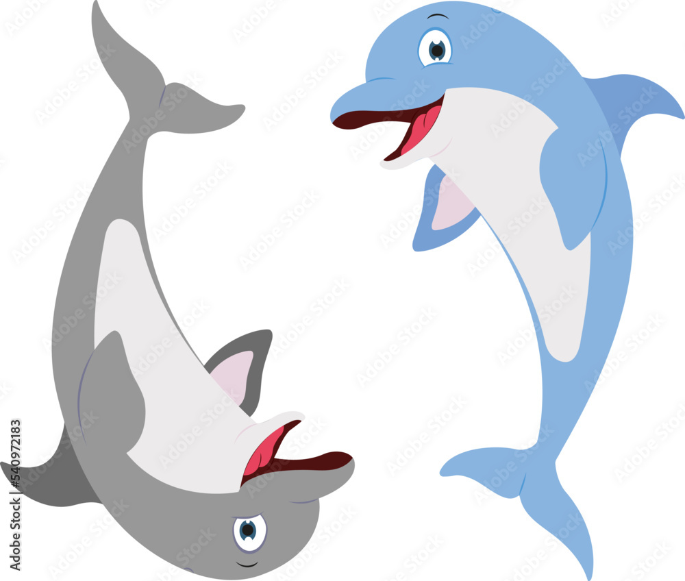 Illustration of two different color dolphins Illustration of two different color dolphins