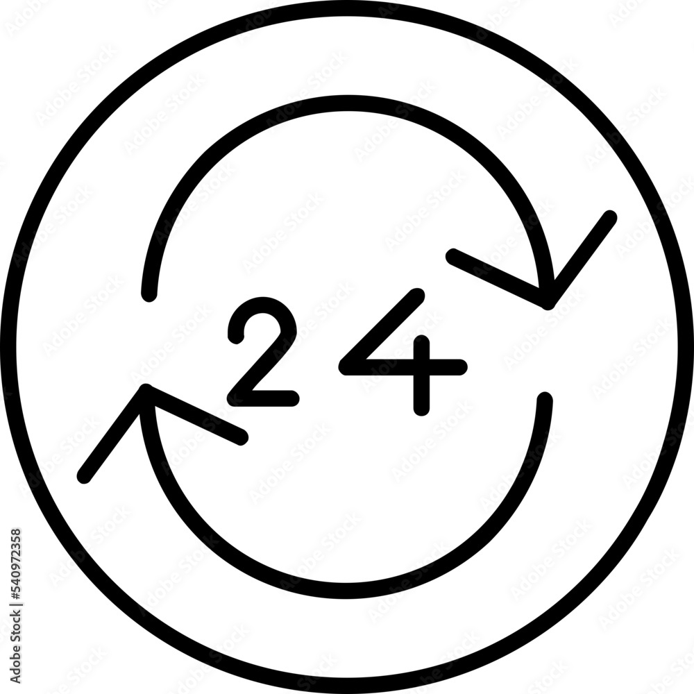 24 Hour Clock Icon 24 Hour Clock Icon