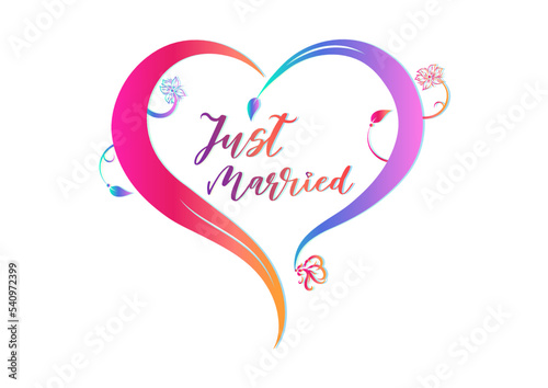 Just Married Heart Clipart Illustration Isolated on a White Background