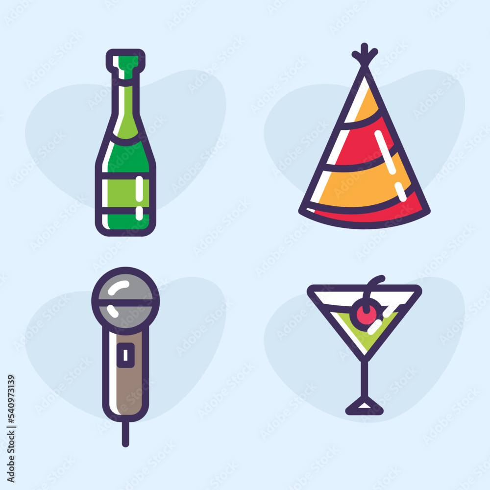Cocktail bottle hat karaoke new year celebration festival festive