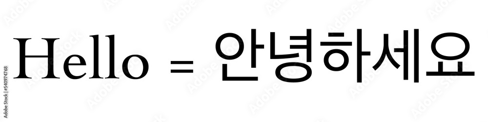 Hello written both in English and Korean characters, languages learning concept background Hello written both in English and Korean characters, languages learning concept background