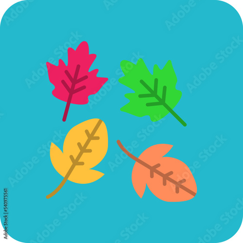 Leaves Falling Multicolor Round Corner Flat Icon