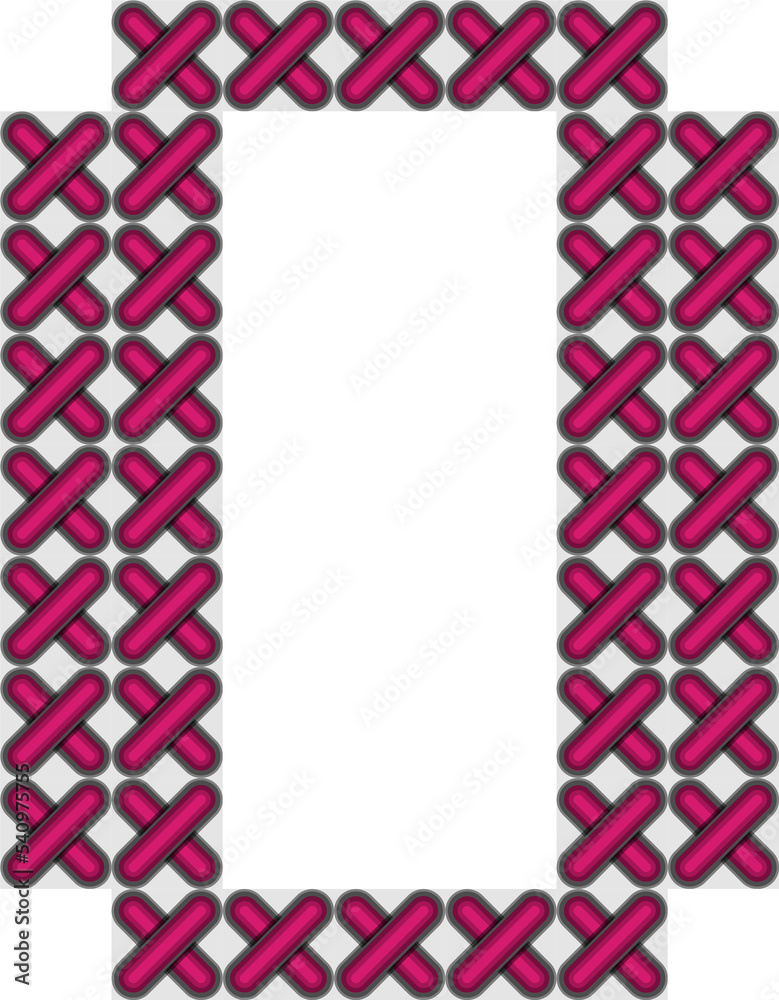 Cross stitch style typographic alphabet letter uppercase O