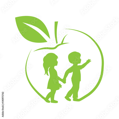 children and apple