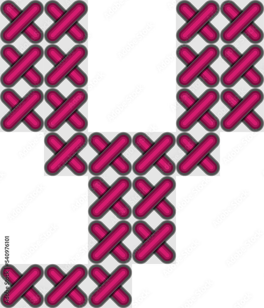 Cross stitch style typographic alphabet letter lowercase y Cross stitch style typographic alphabet letter lowercase y