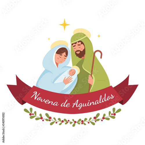Novena De Aguinaldos. Spanish translation. Ninth of Bonuses. Catholic custom associated with Christmas. © Ekaterina Salova