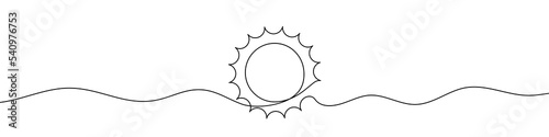Continuous linear drawing silhouette of sun. Sun icon. One line drawn background. Vector illustration. Abstract linear background