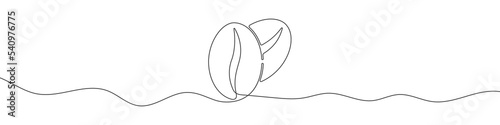 Linear coffee grain background. One continuous line drawing of a coffee bean. Vector illustration. Coffee bean icon isolated