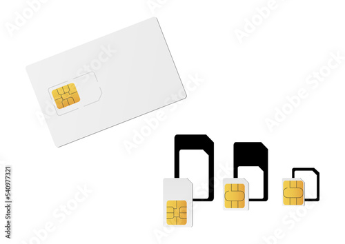 Mobile SIM card types set to vector graphics. Sim, micro sim, nano sim