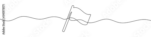 Continuous linear drawing of flag. Flag icon. One line drawn background. Vector illustration. Abstract linear background